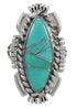 Southwestern Turquoise Genuine Sterling Silver Ring Size 7-3/4 YX86492