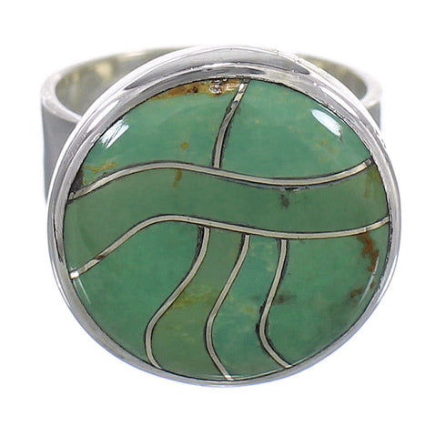 Southwestern Turquoise And Sterling Silver Ring Size 4-1/2 YX86518