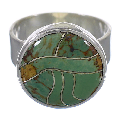 Southwest Turquoise And Genuine Sterling Silver Ring Size 8-1/2 YX86519