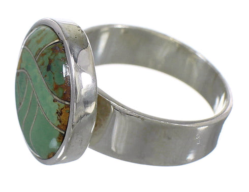 Southwest Turquoise And Genuine Sterling Silver Ring Size 8-1/2 YX86519
