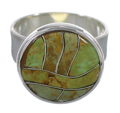 Southwestern Turquoise And Authentic Sterling Silver Ring Size 8-1/2 YX86524