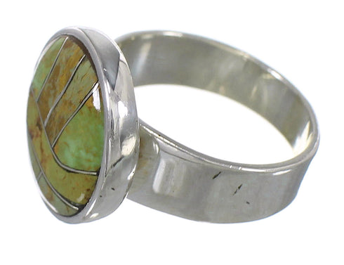 Southwestern Turquoise And Authentic Sterling Silver Ring Size 8-1/2 YX86524