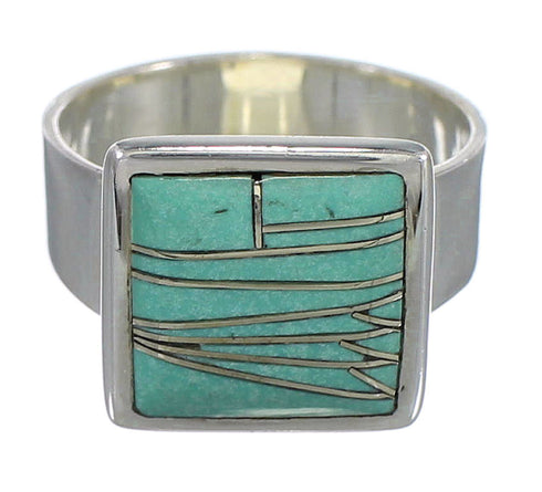 Southwest Genuine Sterling Silver And Turquoise Ring Size 7-1/2 YX86553