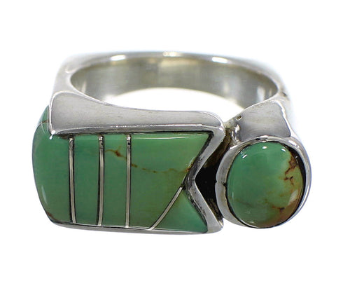 Sterling Silver Southwest Turquoise Inlay Ring Size 5-1/2 QX83986