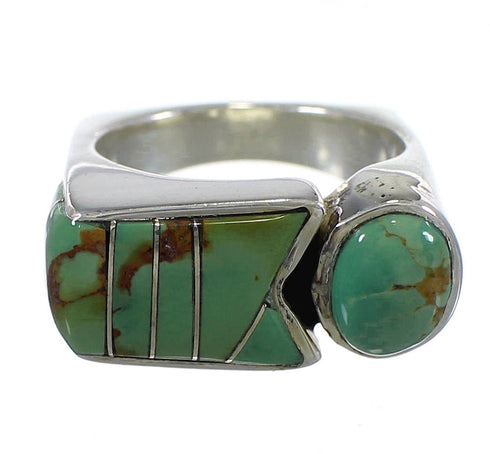 Southwestern Sterling Silver Turquoise Inlay Ring Size 5 QX84001