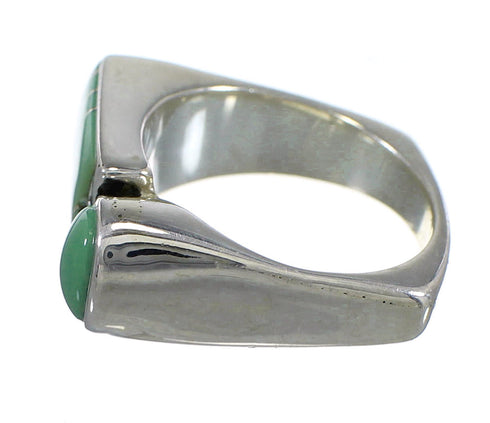 Southwest Genuine Sterling Silver Turquoise Inlay Ring Size 7-1/4 QX84061