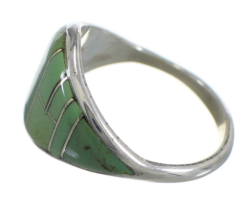 Turquoise Inlay Genuine Sterling Silver Southwest Ring Size 5-3/4 QX84073