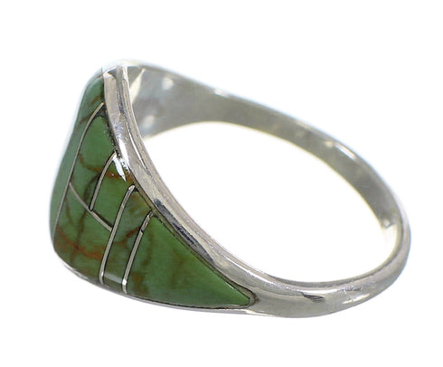 Turquoise Inlay Southwestern Silver Ring Size 8 QX84079