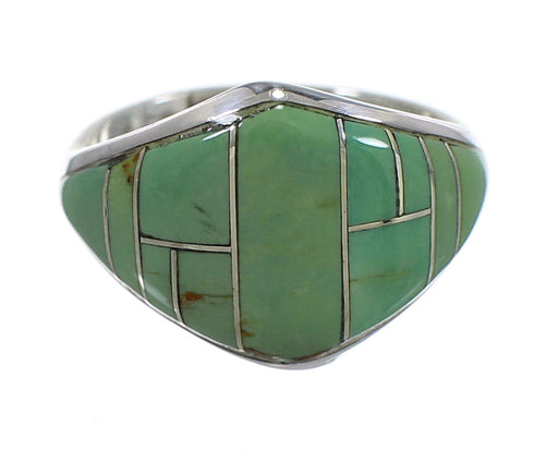 Turquoise Inlay Southwestern Genuine Sterling Silver Ring Size 6-1/4 QX84091
