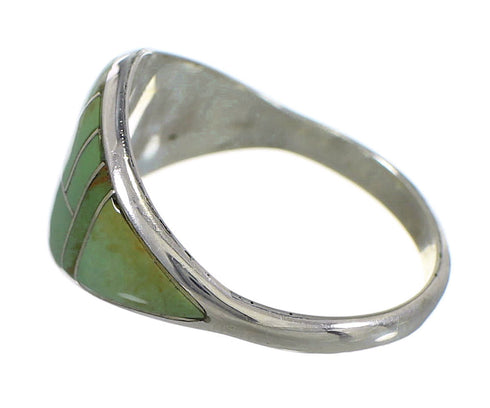 Southwest Turquoise Inlay Sterling Silver Ring Size 6-1/4 QX84098