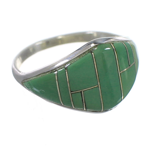 Southwest Turquoise Inlay Genuine Sterling Silver Ring Size 4-3/4 QX84106