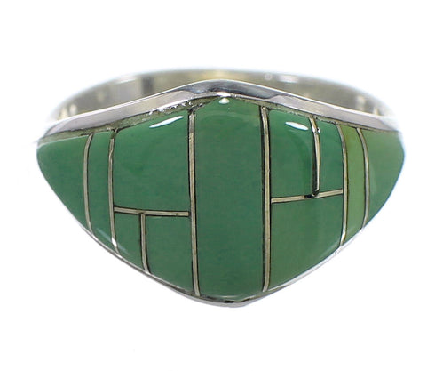Silver Turquoise Inlay Southwest Ring Size 6-1/2 QX84114