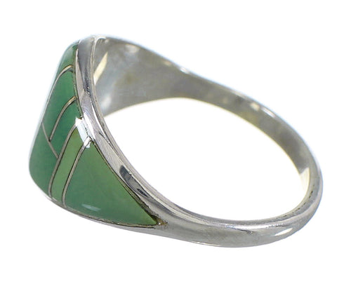 Silver Turquoise Inlay Southwest Ring Size 6-1/2 QX84114
