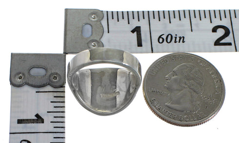 Genuine Sterling Silver Turquoise Inlay Southwestern Ring Size 6-1/2 QX84140