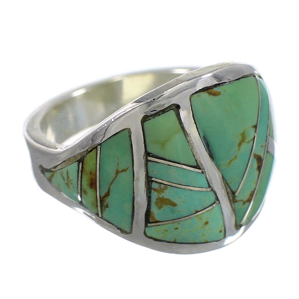 Silver Southwestern Turquoise Ring Size 7-1/4 QX84147