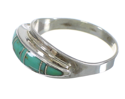 Southwestern Authentic Sterling Silver Turquoise Ring Size 7-1/2 QX84183