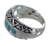 Turquoise Inlay Water Wave Southwest Silver Ring Size 4-3/4 AX83527