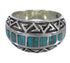 Turquoise Inlay Sterling Silver Water Wave Southwest Ring Size 5-1/2 AX83654