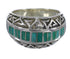 Southwestern Turquoise Inlay Water Wave Sterling Silver Ring Size 7 AX83666