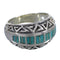 Turquoise Inlay Genuine Sterling Silver Southwestern Water Wave Ring Size 7-3/4 AX83678