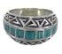 Turquoise Inlay Genuine Sterling Silver Southwestern Water Wave Ring Size 7-3/4 AX83678