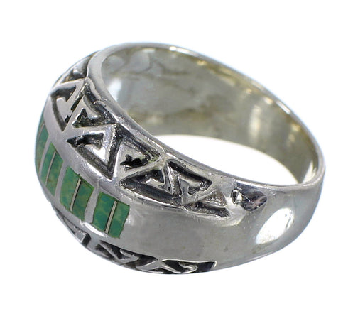 Sterling Silver Water Wave Turquoise Inlay Southwest Ring Size 8-1/4 AX83712