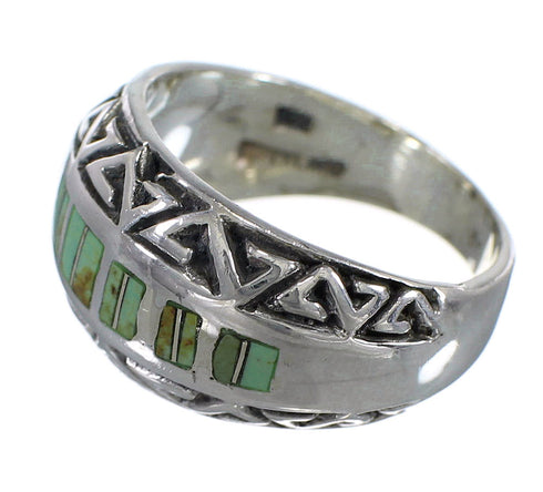 Sterling Silver Water Wave Southwestern Turquoise Ring Size 8-1/2 AX83719