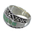 Southwestern Genuine Sterling Silver Water Wave Turquoise Inlay Ring Size 6-1/4 AX83763