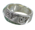 Southwestern Silver Water Wave Turquoise Jewelry Ring Size 7-1/2 AX83790