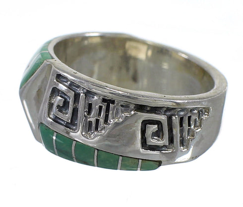 Silver Turquoise Water Wave Jewelry Ring Size 6-3/4 AX83913