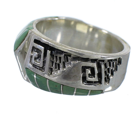 Genuine Sterling Silver Turquoise Water Wave Ring Size 4-3/4 AX83925