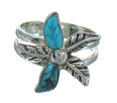 Turquoise Flower Silver Southwest Ring Size 7 QX85125