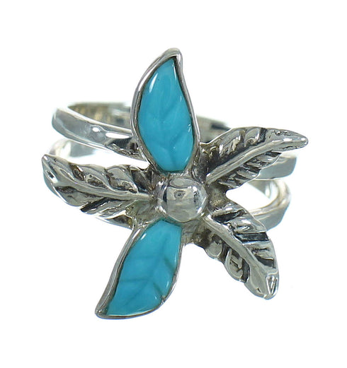 Sterling Silver Southwest Turquoise Flower Ring Size 4-3/4 QX85192