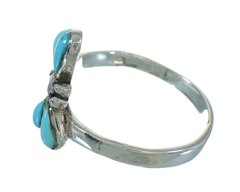 Authentic Sterling Silver Southwest Turquoise Dragonfly Ring Size 5 QX85208