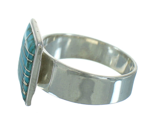 Turquoise Southwestern Silver Ring Size 7-1/2 QX85243
