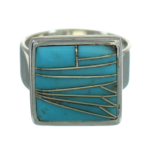 Turquoise Southwestern Sterling Silver Ring Size 5-3/4 QX85245