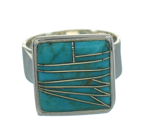 Turquoise Southwestern Genuine Sterling Silver Ring Size 4-1/2 QX85249