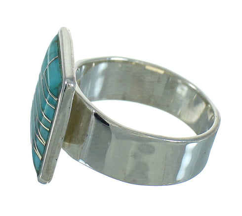 Turquoise Southwestern Genuine Sterling Silver Ring Size 4-1/2 QX85249