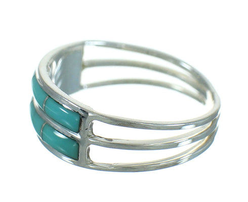Authentic Sterling Silver Turquoise Inlay Ring Size 4-1/2 RX84974