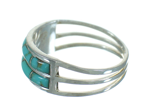 Sterling Silver Turquoise Inlay Southwest Ring Size 6-1/2 RX85137