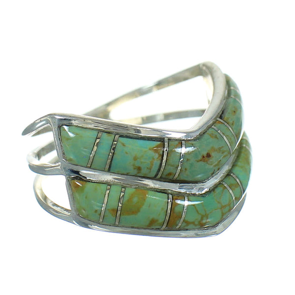 Genuine Sterling Silver Turquoise Inlay Ring Size 6-1/4 RX85227