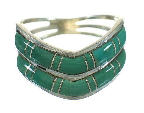 Genuine Sterling Silver And Turquoise Inlay Ring Size 4-3/4 RX85290