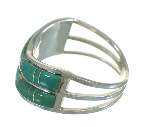 Genuine Sterling Silver And Turquoise Inlay Ring Size 4-3/4 RX85290