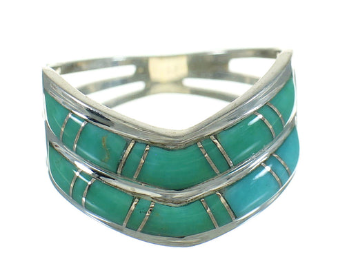 Sterling Silver Turquoise Inlay Ring Size 8-1/4 RX85519