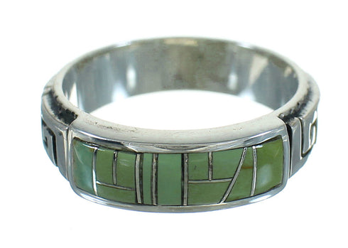 Turquoise Sterling Silver Southwestern Water Wave Ring Size 8-3/4 QX85722