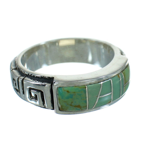 Turquoise Southwestern Sterling Silver Water Wave Ring Size 5 QX85730