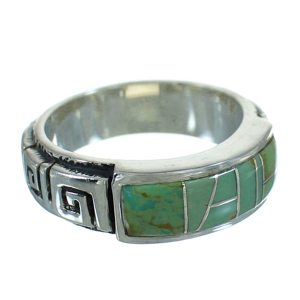 Turquoise Southwestern Sterling Silver Water Wave Ring Size 5 QX85730