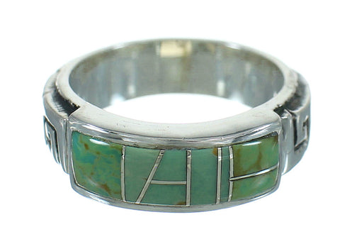 Turquoise Southwestern Sterling Silver Water Wave Ring Size 5 QX85730