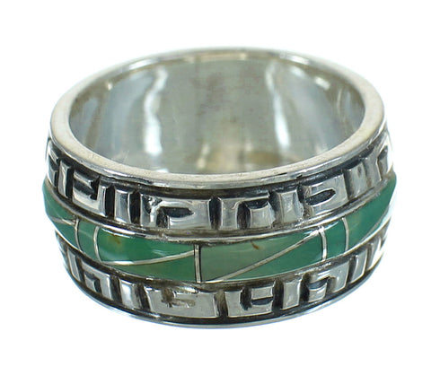 Southwest Sterling Silver Turquoise Water Wave Ring Size 6-3/4 QX85739