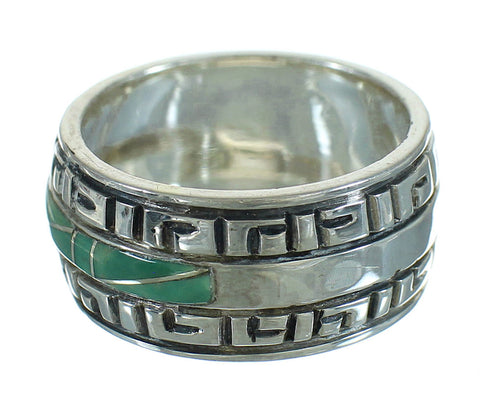 Southwest Sterling Silver Turquoise Water Wave Ring Size 6-3/4 QX85739